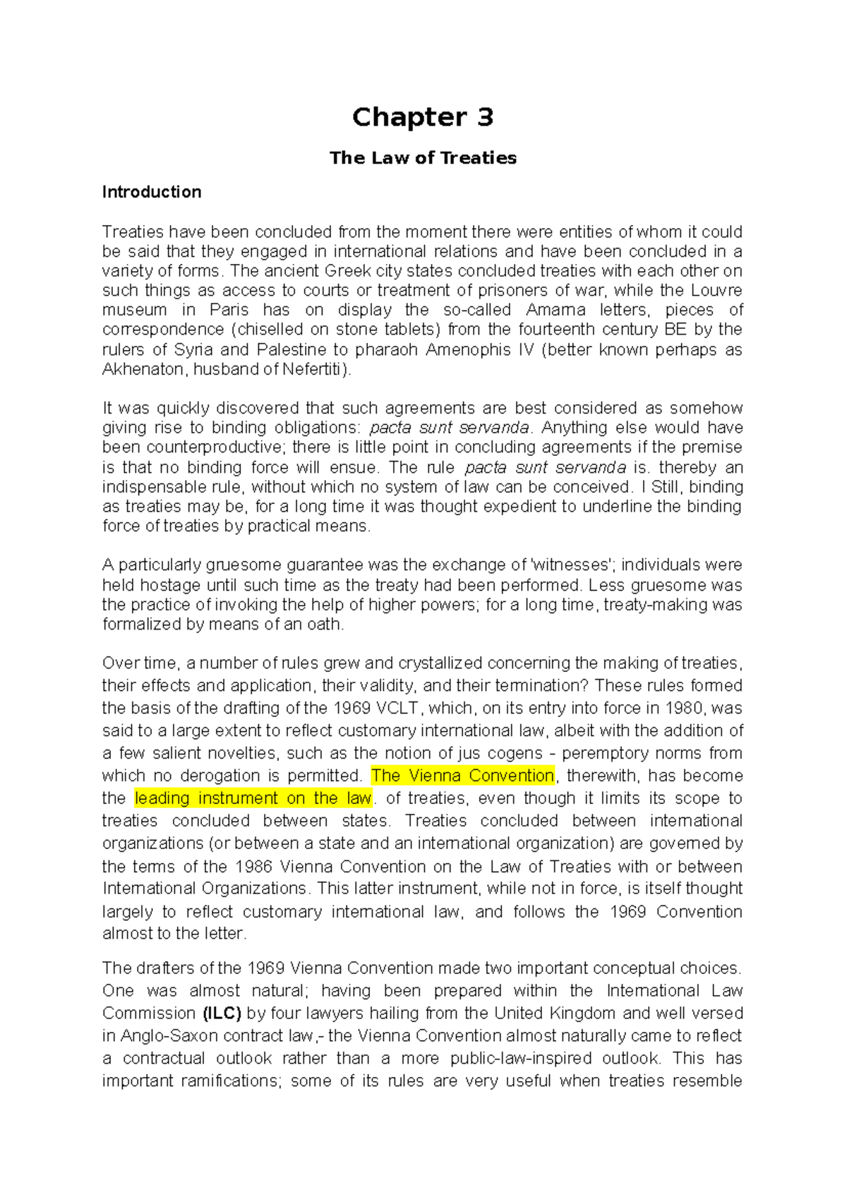International Public Law week 3 reading - Chapter 3 The Law of Treaties ...