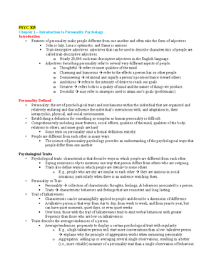 Module 1 - PSYC 305 - Notes On Chapter 1 And 2 - Lecture 1 Learning ...