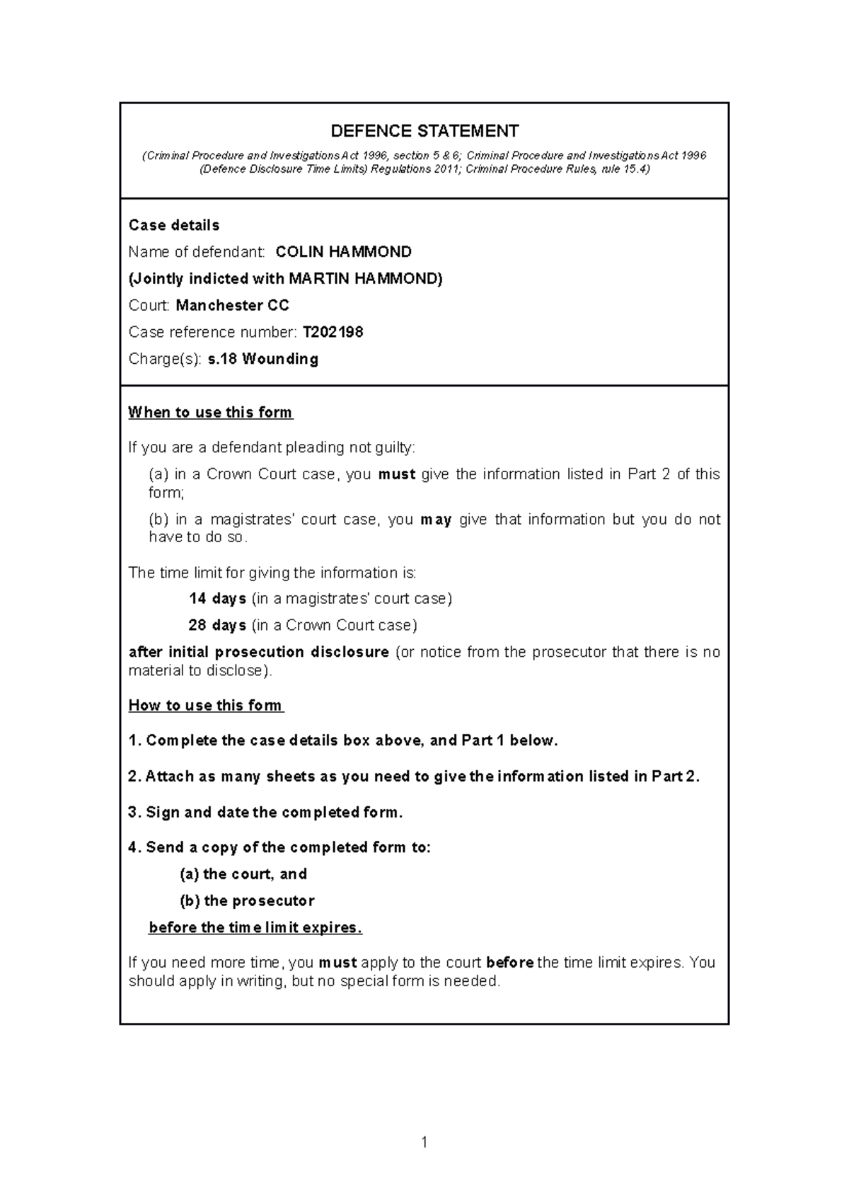 Defence Statement Template DEFENCE STATEMENT Criminal Procedure And   Thumb 1200 1698 