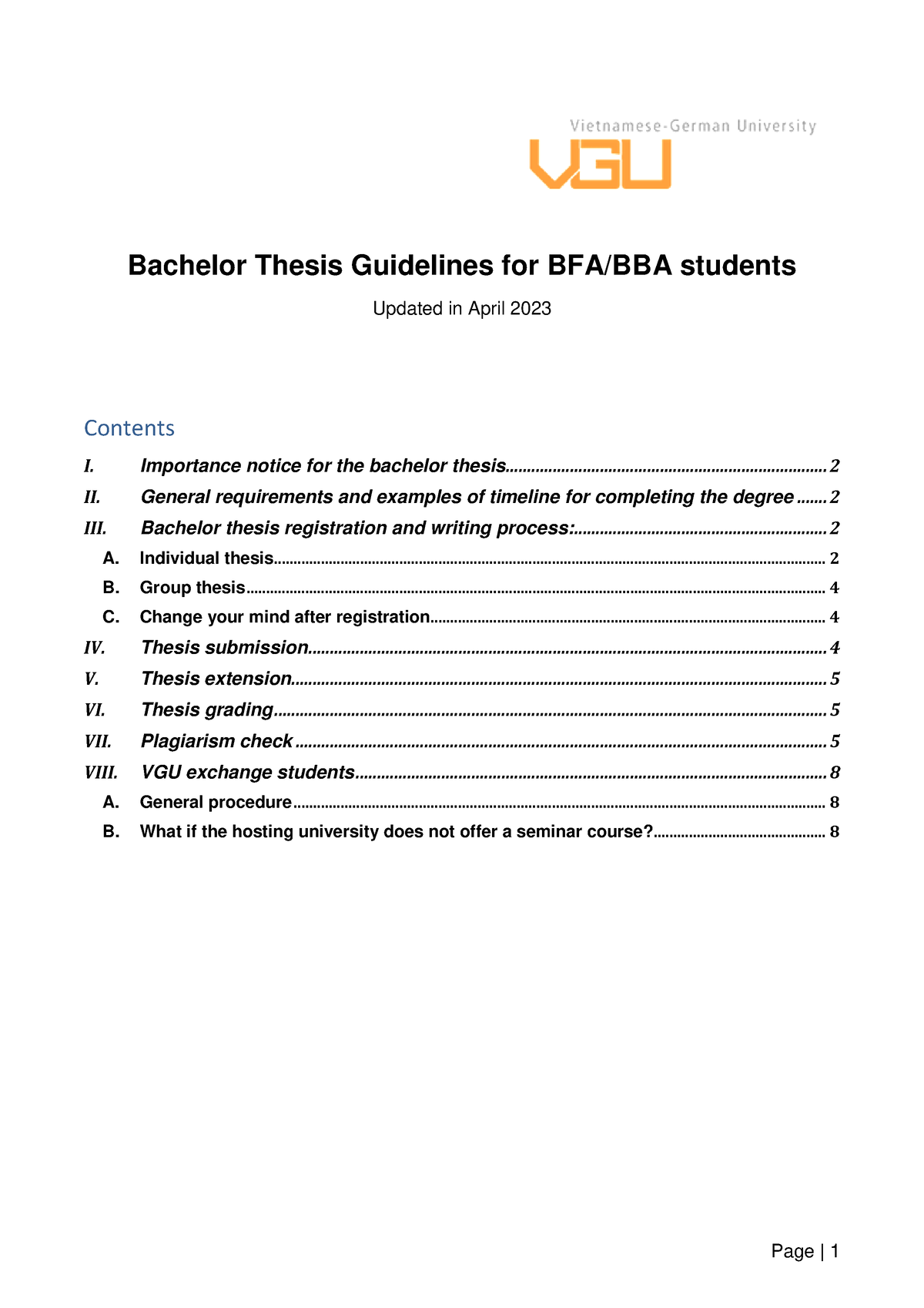 thesis guideline