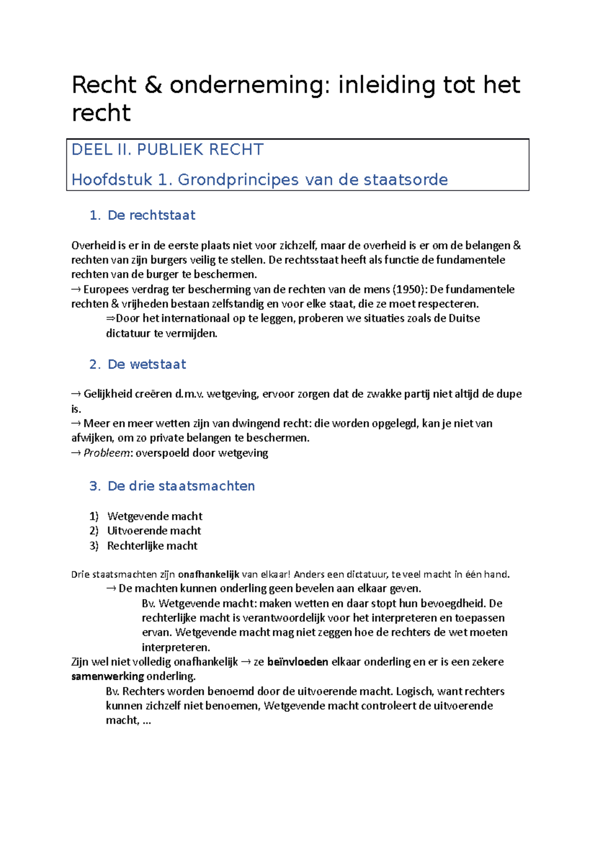 Inleiding Tot Het Recht - Deel 1 - Recht & Onderneming: Inleiding Tot ...