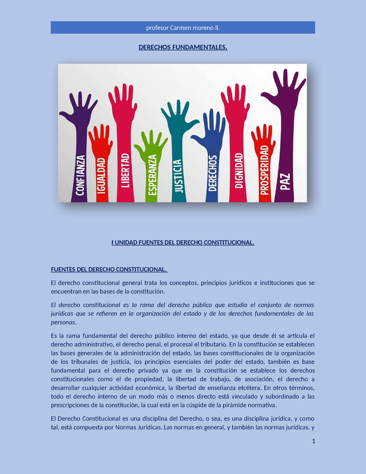 Apuntes Derechos Fundamentales - DERECHOS FUNDAMENTALES. I UNIDAD ...