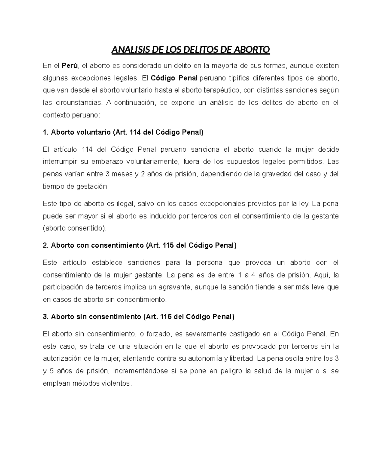 Analilisis De Los Delitos De Homicidios Analisis De Los Delitos De Aborto En El Perú El 4448