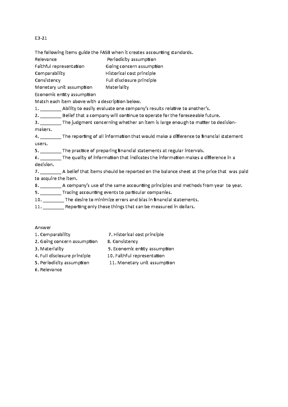 Tugas Nanda DA - E3- The following items guide the FASB when it creates ...