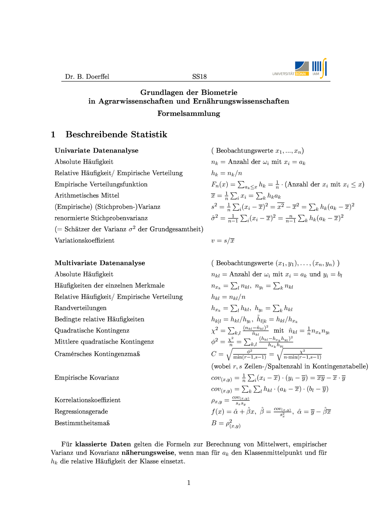 Formelsammlung Grundl Biomet Ss19 Tr Ss Ss St Rt Nk Txi Ak Rt Hk Nk Rt Fn Ak Xhk Rxi Txi Tt Ixi Khkak Xi Khk Ak Rt 11 Xi Khk