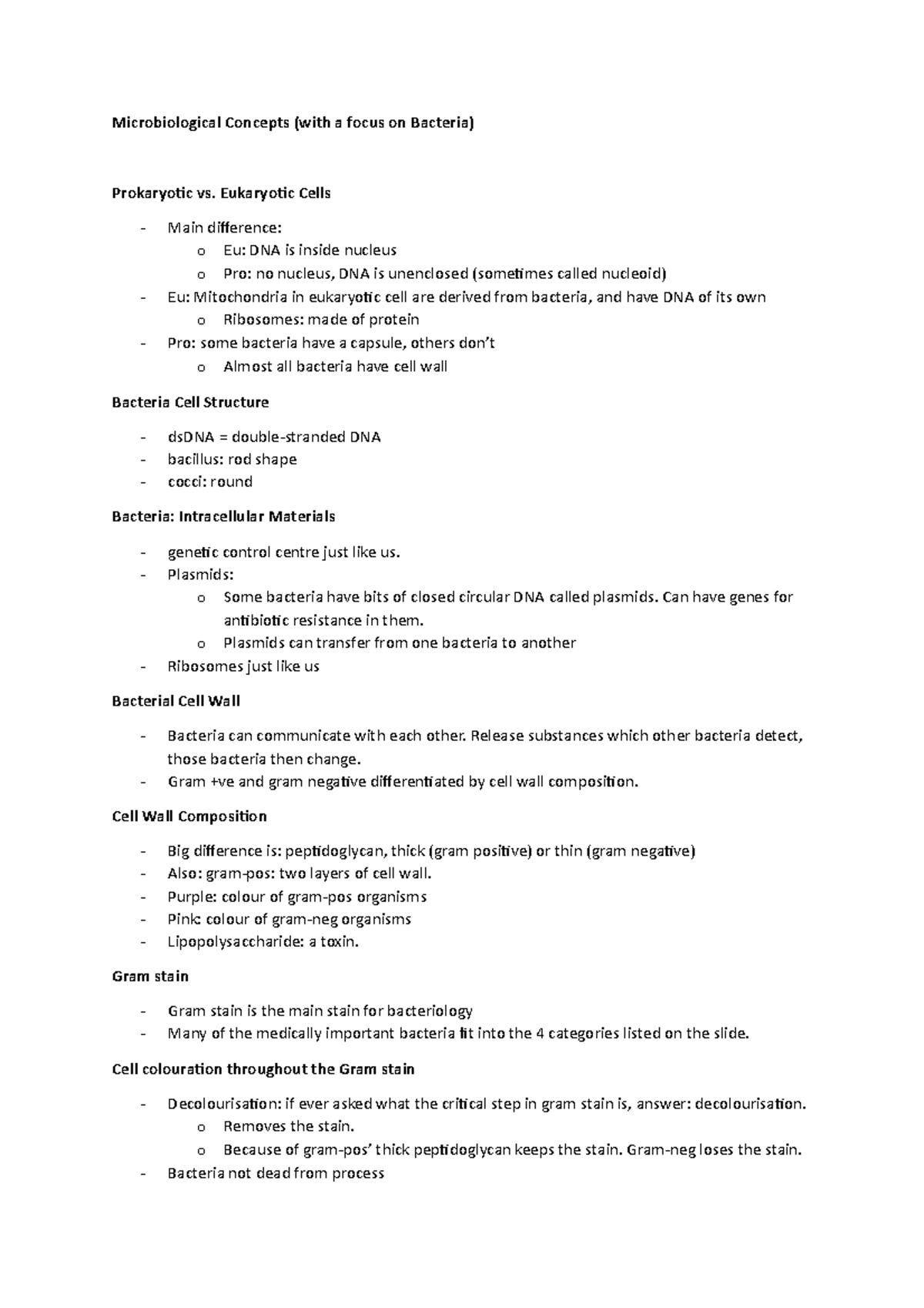 Week 2 - lecture notes - Microbiological Concepts (with a focus on ...