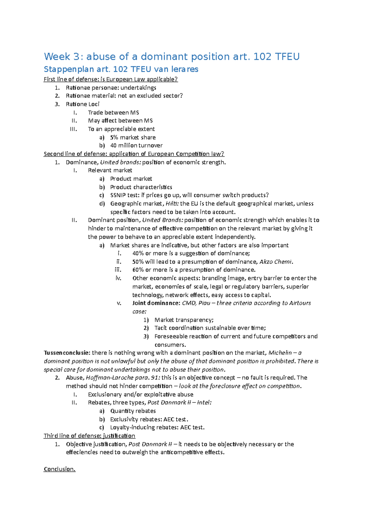 Week 3 Tutorial And Lecture And Case Law - European Competition Law ...