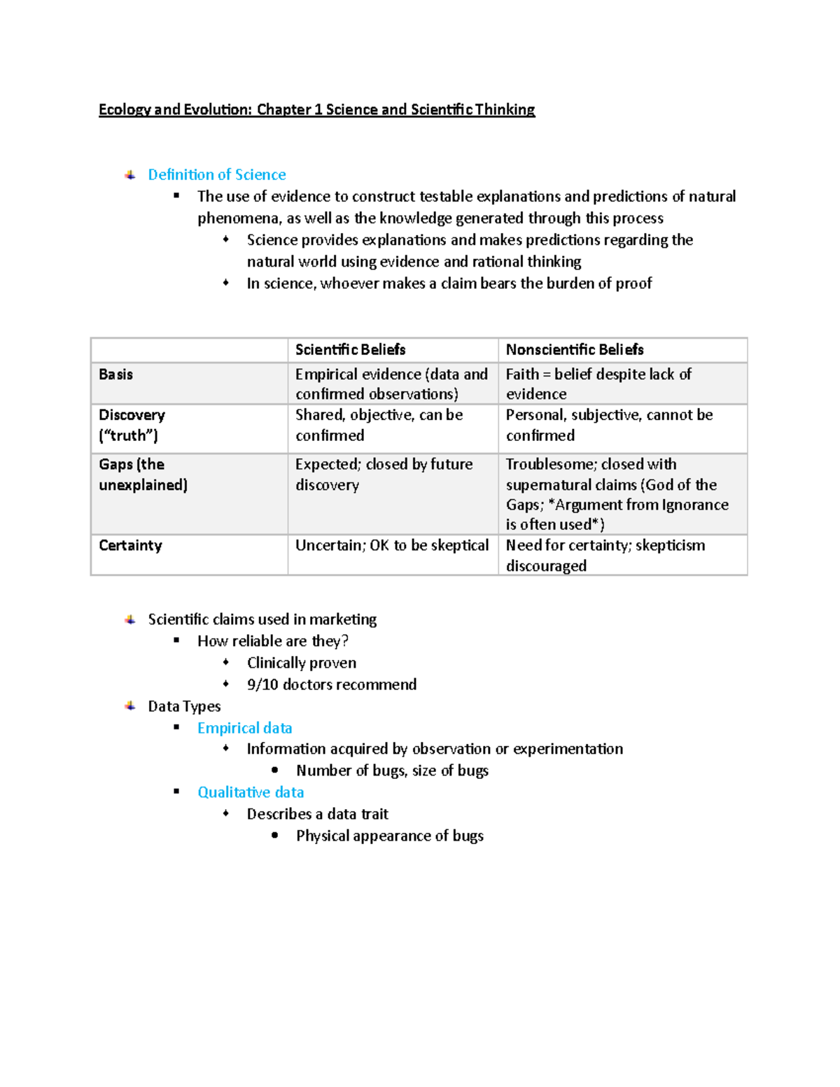 Chapter 1 - Lecture Notes 1 - Ecology And Evolution: Chapter 1 Science ...