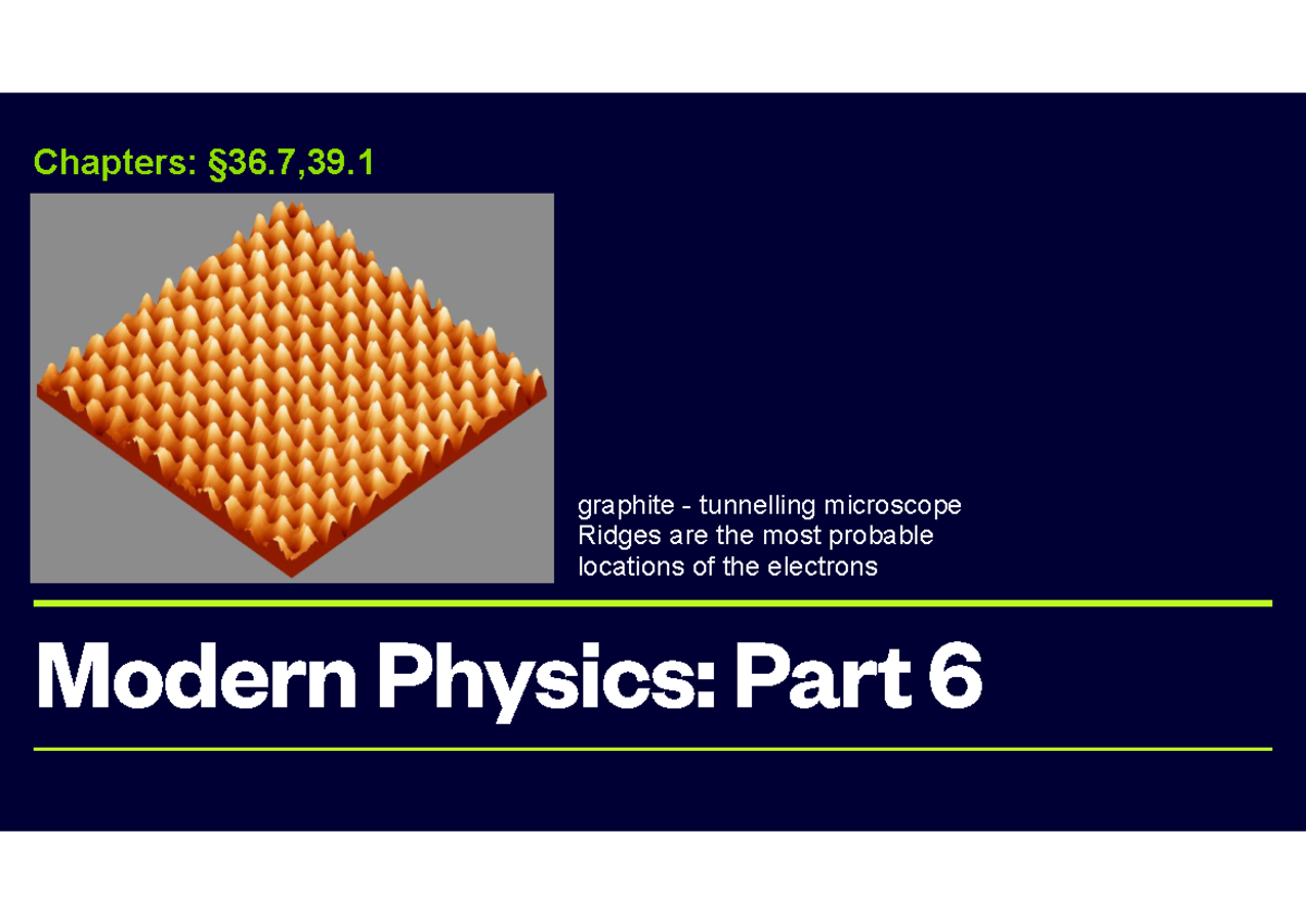 Week5-Modern Physics 6 - Modern Physics: Part 6 Chapters: §36,39 ...