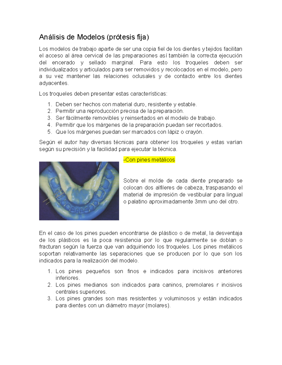 Realización Y Analisis De Modelos Para Protesis Fija JPAM - Análisis De ...