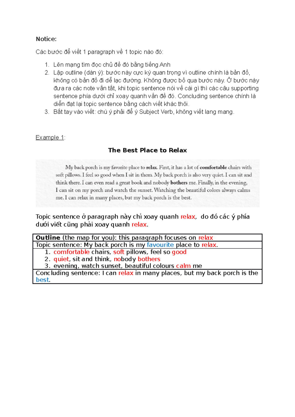 Paragraph - writing - Notice: Các bước để viết 1 paragraph về 1 topic ...