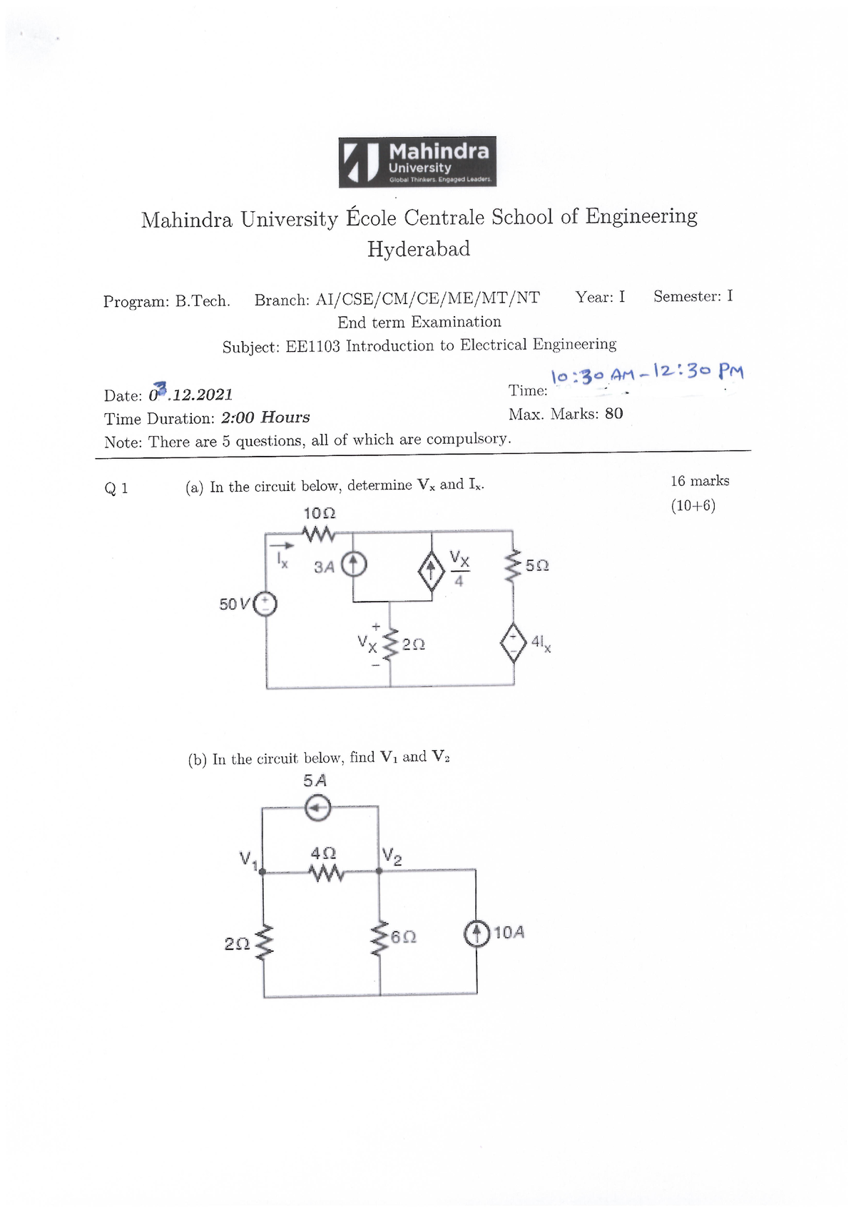 Question papers for previous year - Microprocessors and ...