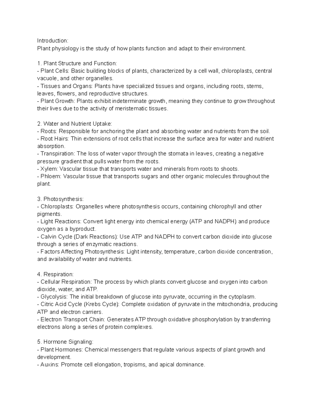 Plant Physiology - AP Biology Notes - Introduction: Plant physiology is ...