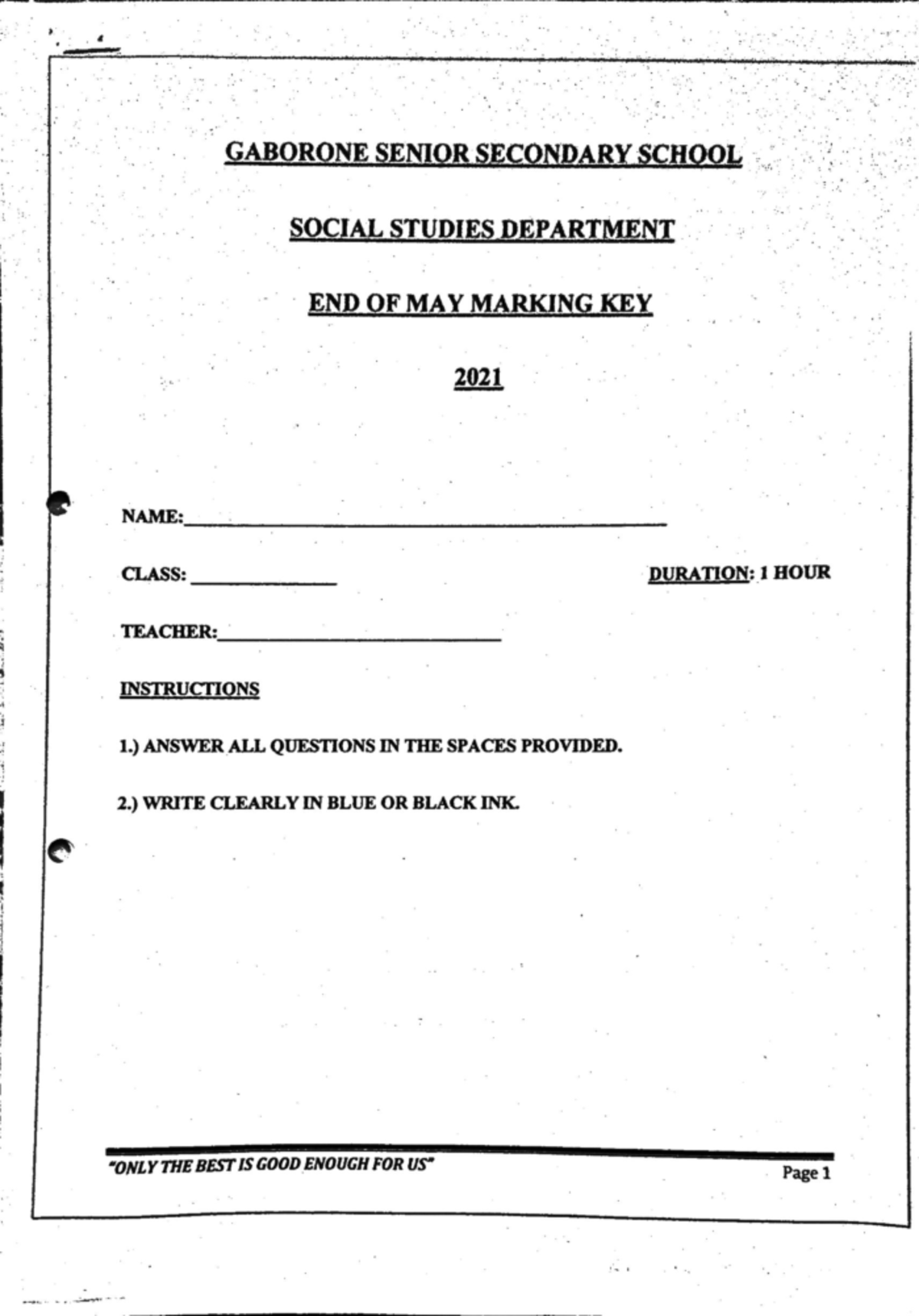 Marking Key - additional material - General Law - Studocu