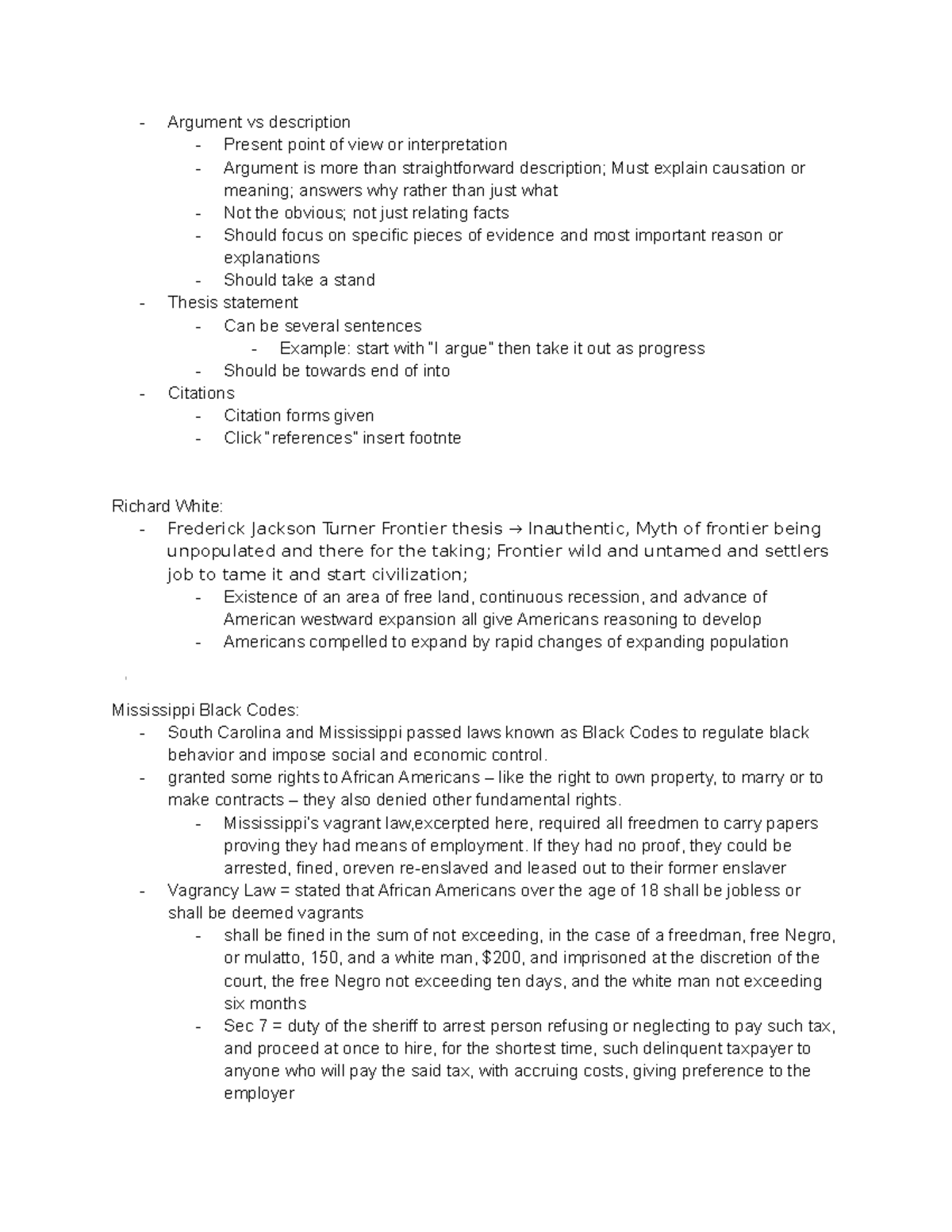 Hist Paper 1 Notes - Argument Vs Description Present Point Of View Or 