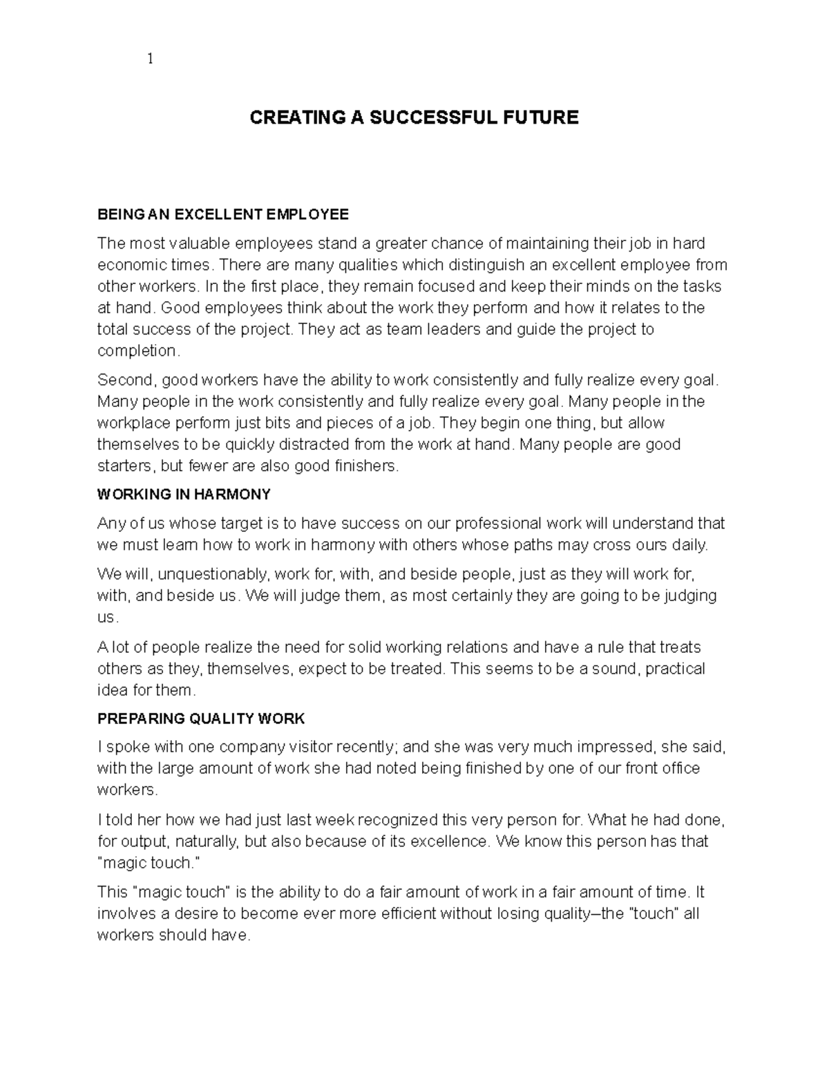Pi Creating a Successful Future - 1 CREATING A SUCCESSFUL FUTURE BEING ...