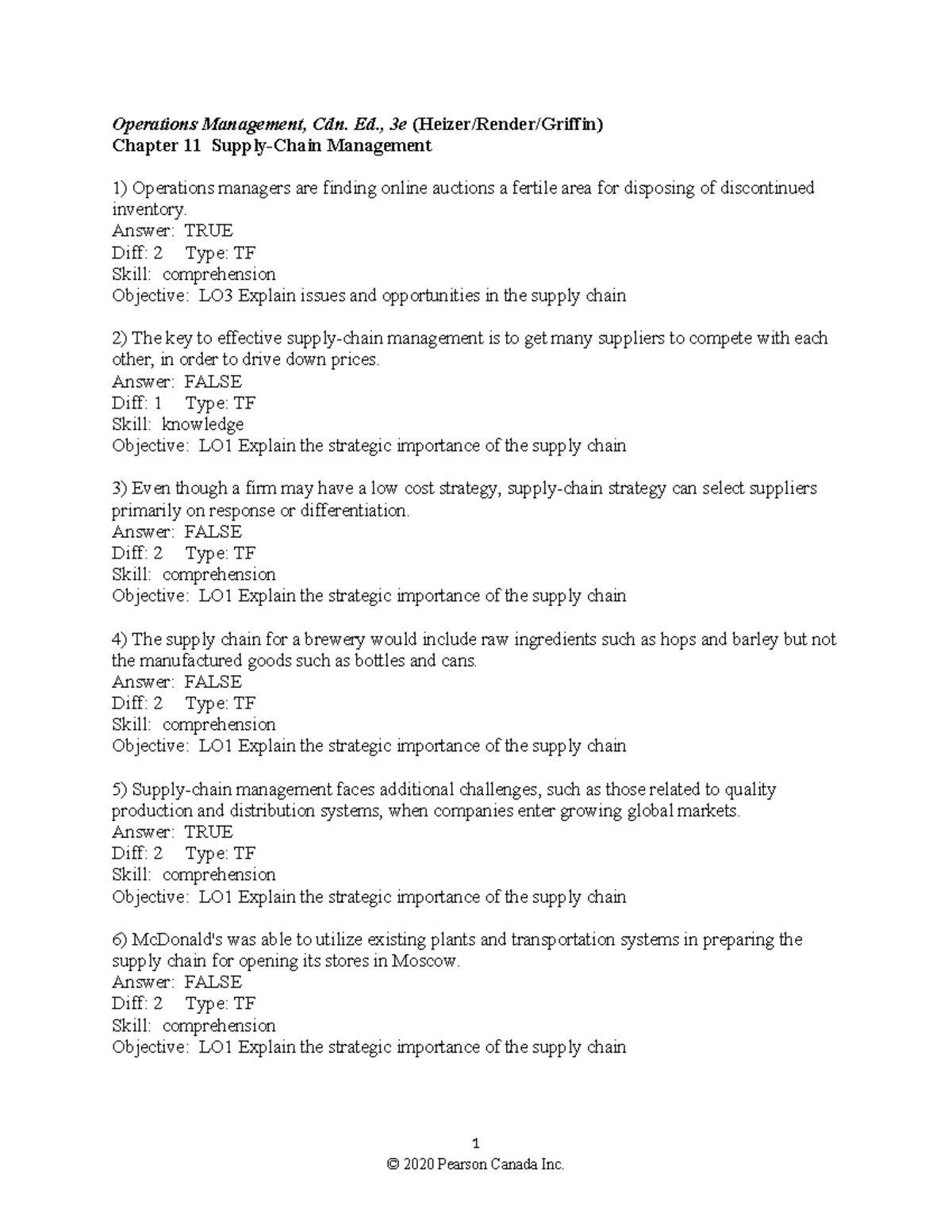 Chapter 11 - Operations Management, Cdn. Ed., 3e (Heizer/Render/Griffin ...