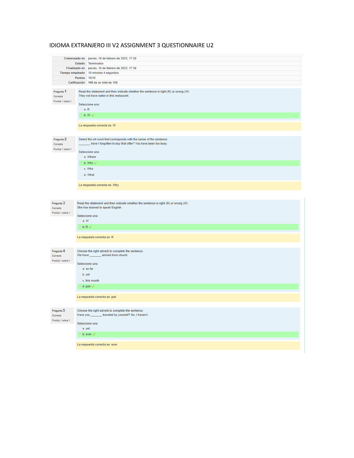 assignment 3 questionnaire u2 uveg idioma extranjero iii