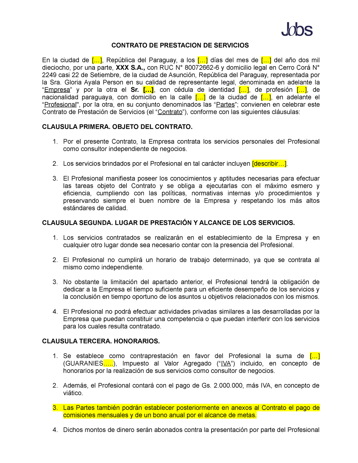 Contrato De Prestación De Servicios Modelo Contrato De Prestacion De Servicios En La Ciudad De 3478