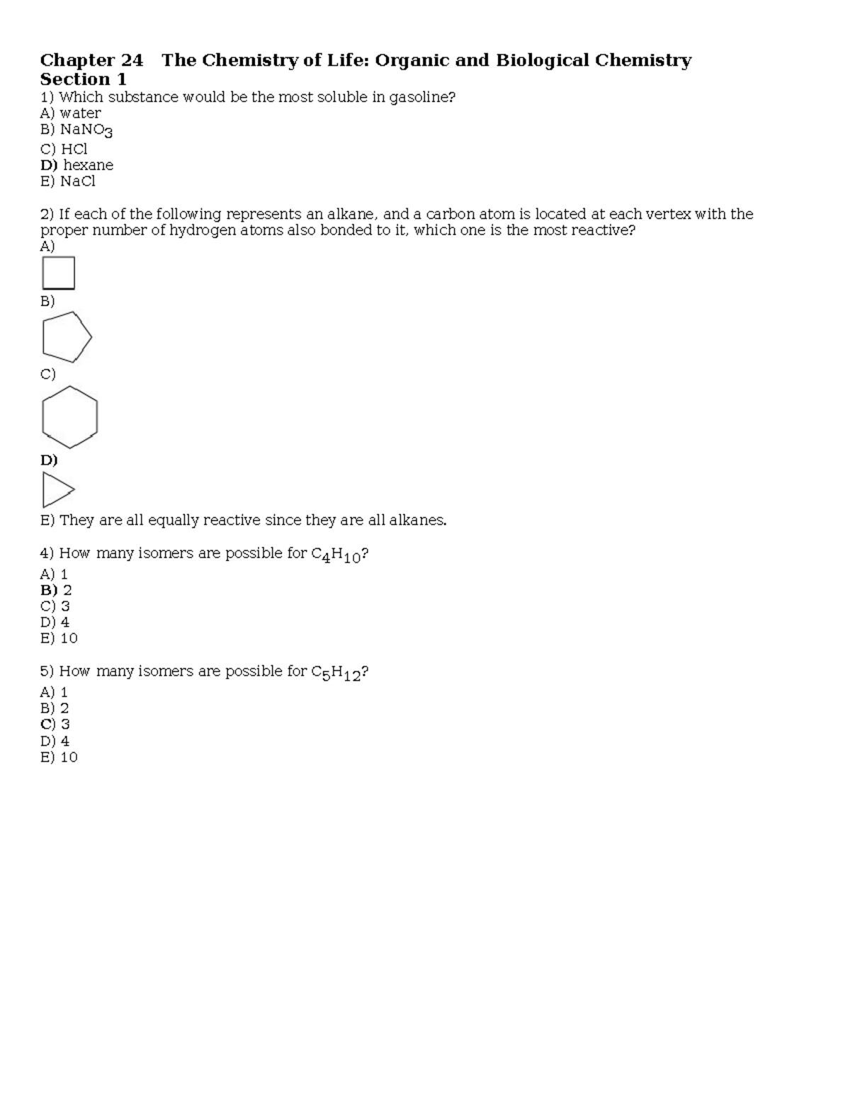 Chapter-24 - class work - Chapter 24 The Chemistry of Life: Organic and ...
