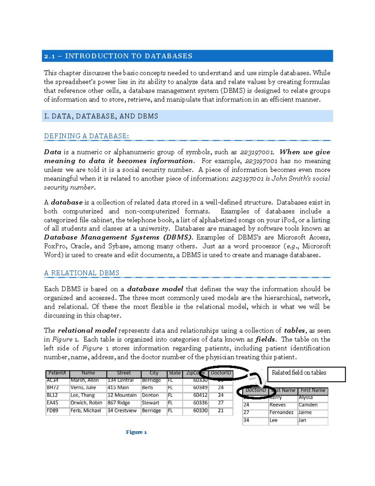 Introduction To Databases - 2 – INTRODUCTION TO DATABASES This Chapter ...