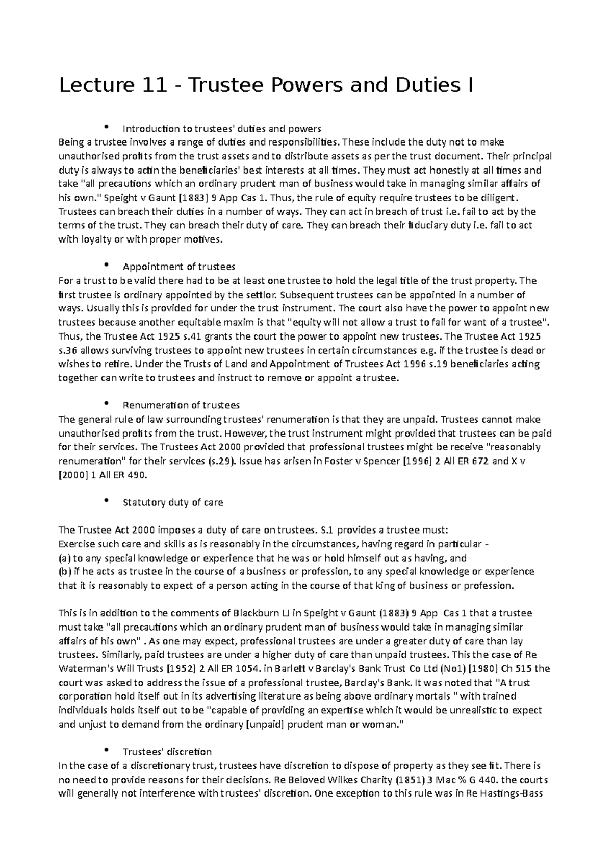 Lecture 11 - Trustee Powers and Duties - Lecture 11 - Trustee Powers ...
