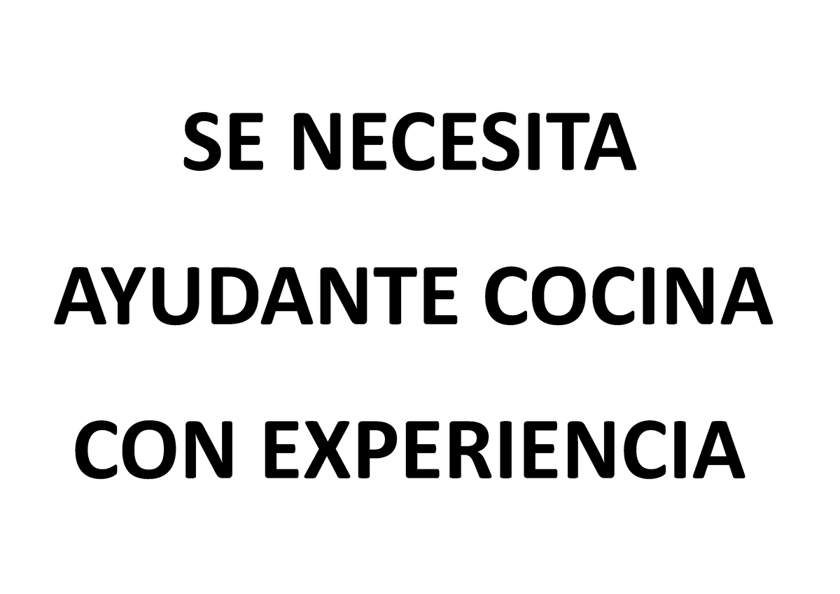 Se Necesita Trabajo Estad Stica B Sica Para Los Negocios Se Necesita Ayudante Cocina Con