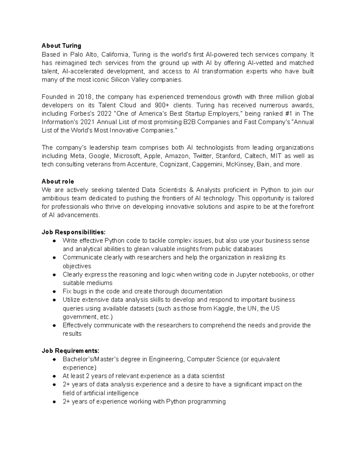 Turing LLM Data Scientist Job Description For Deve 240323 162124 (1 ...
