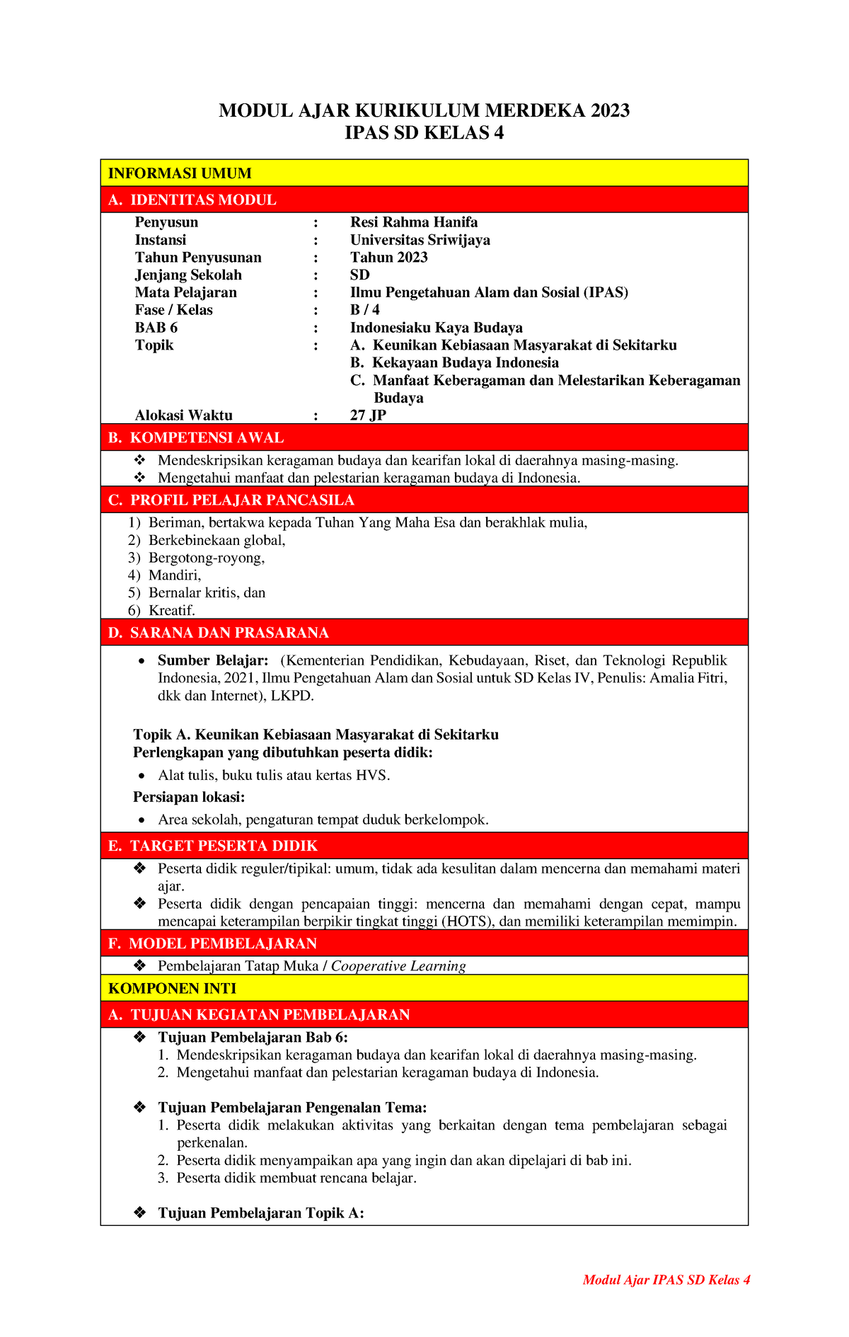 BAB 6 - MA IPAS Kls 4 (datadikdasmen - MODUL AJAR KURIKULUM MERDEKA 202 ...