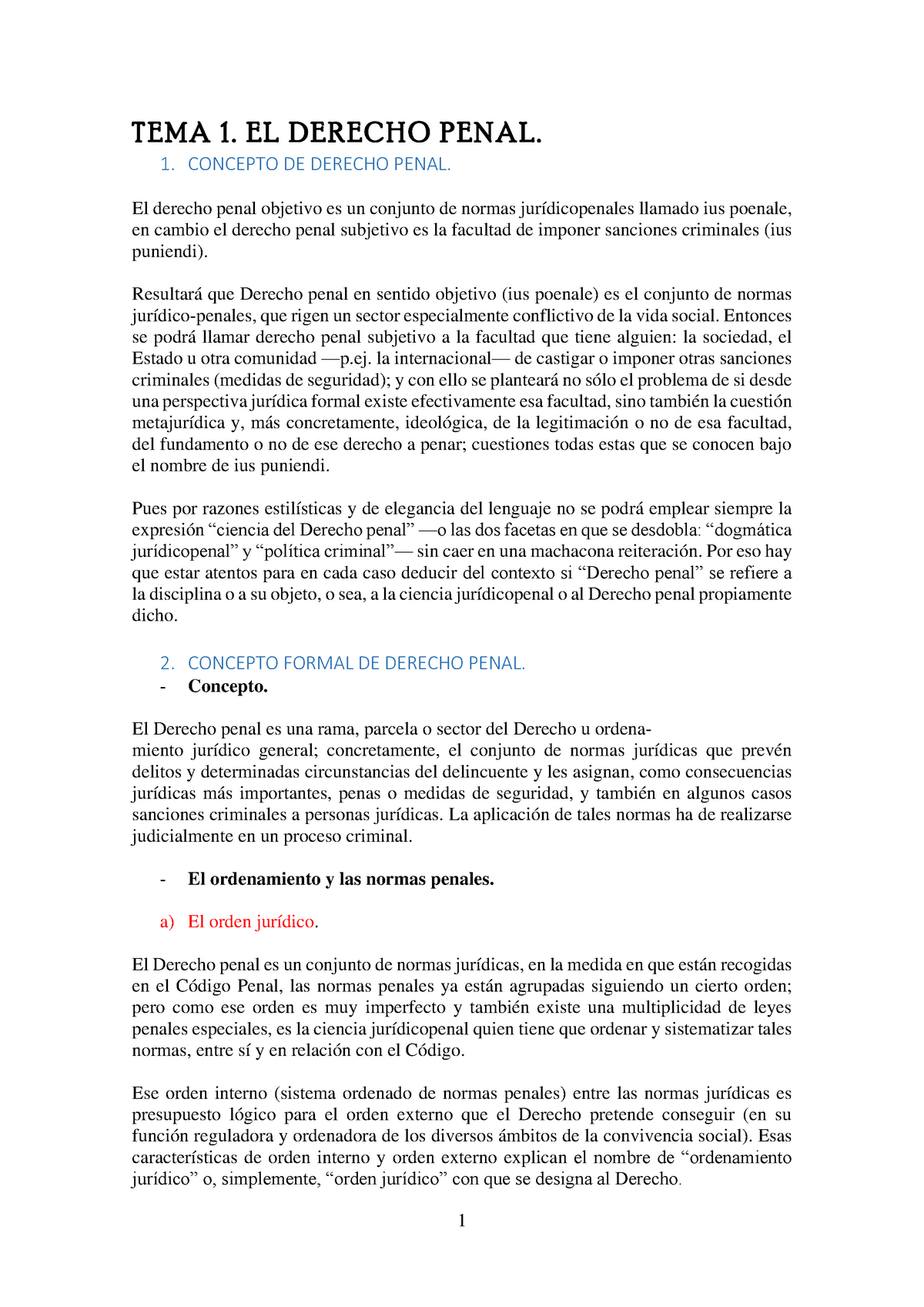 TEMA 1. Derecho Penal - Apuntes 1 - TEMA 1. EL DERECHO PENAL. 1 ...