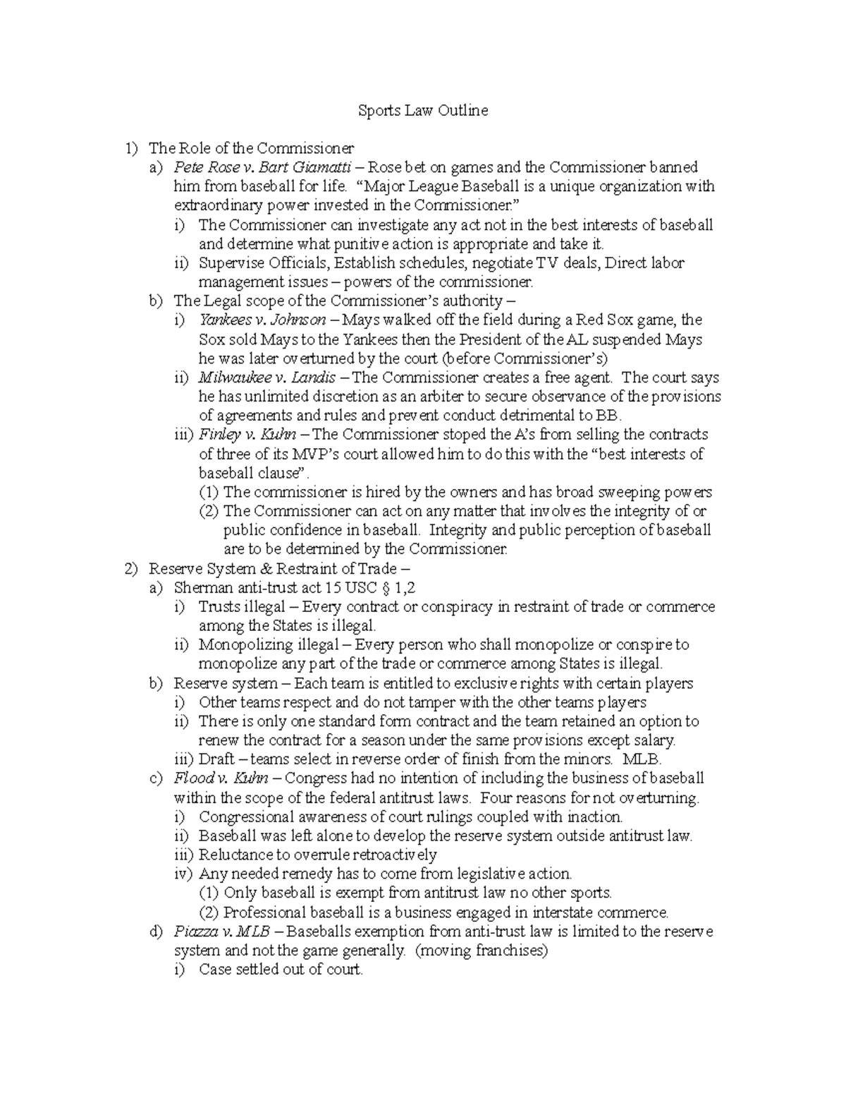 87169927 Sports Law Outline LAW 619 UNLV Studocu