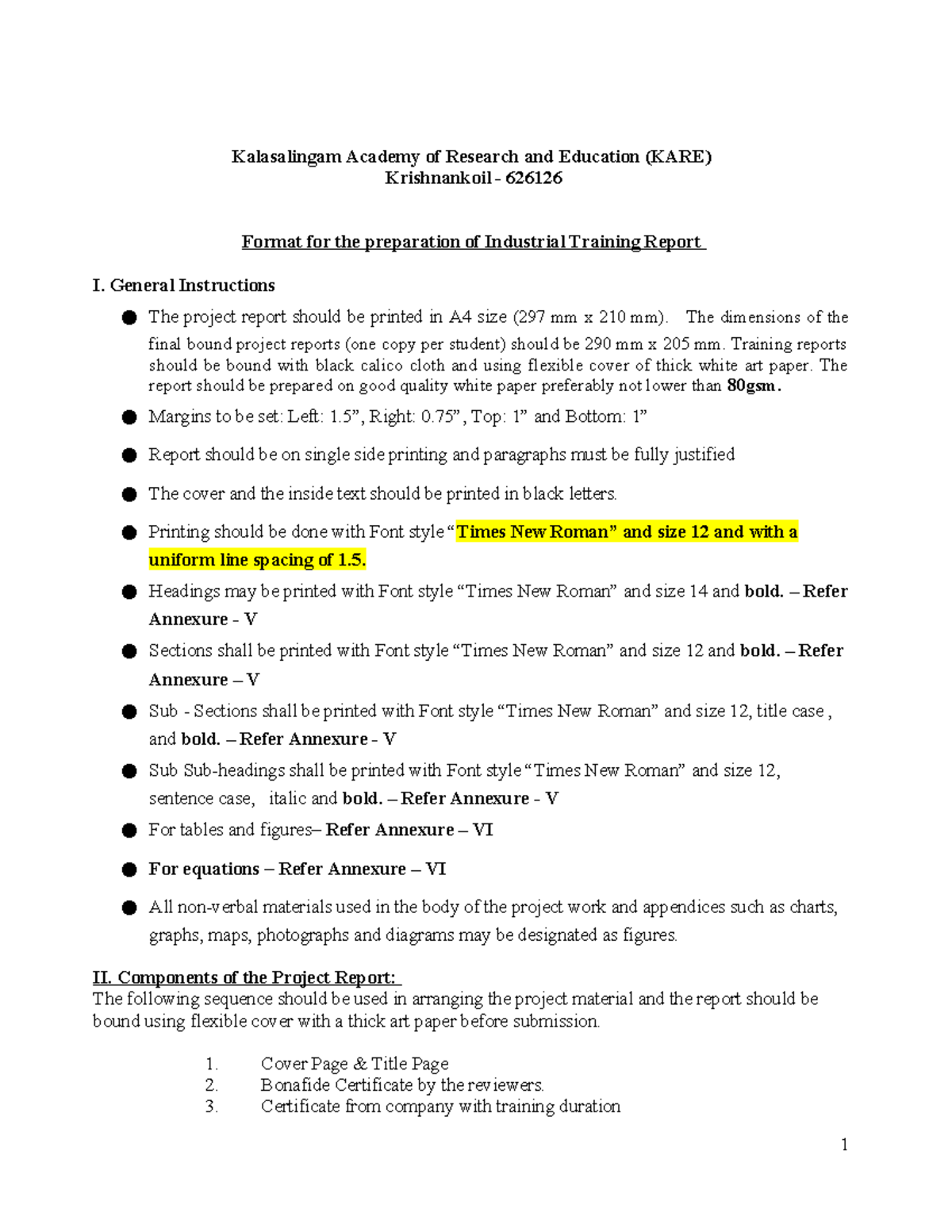 IPT Report Template - About industrial training - Kalasalingam Academy ...