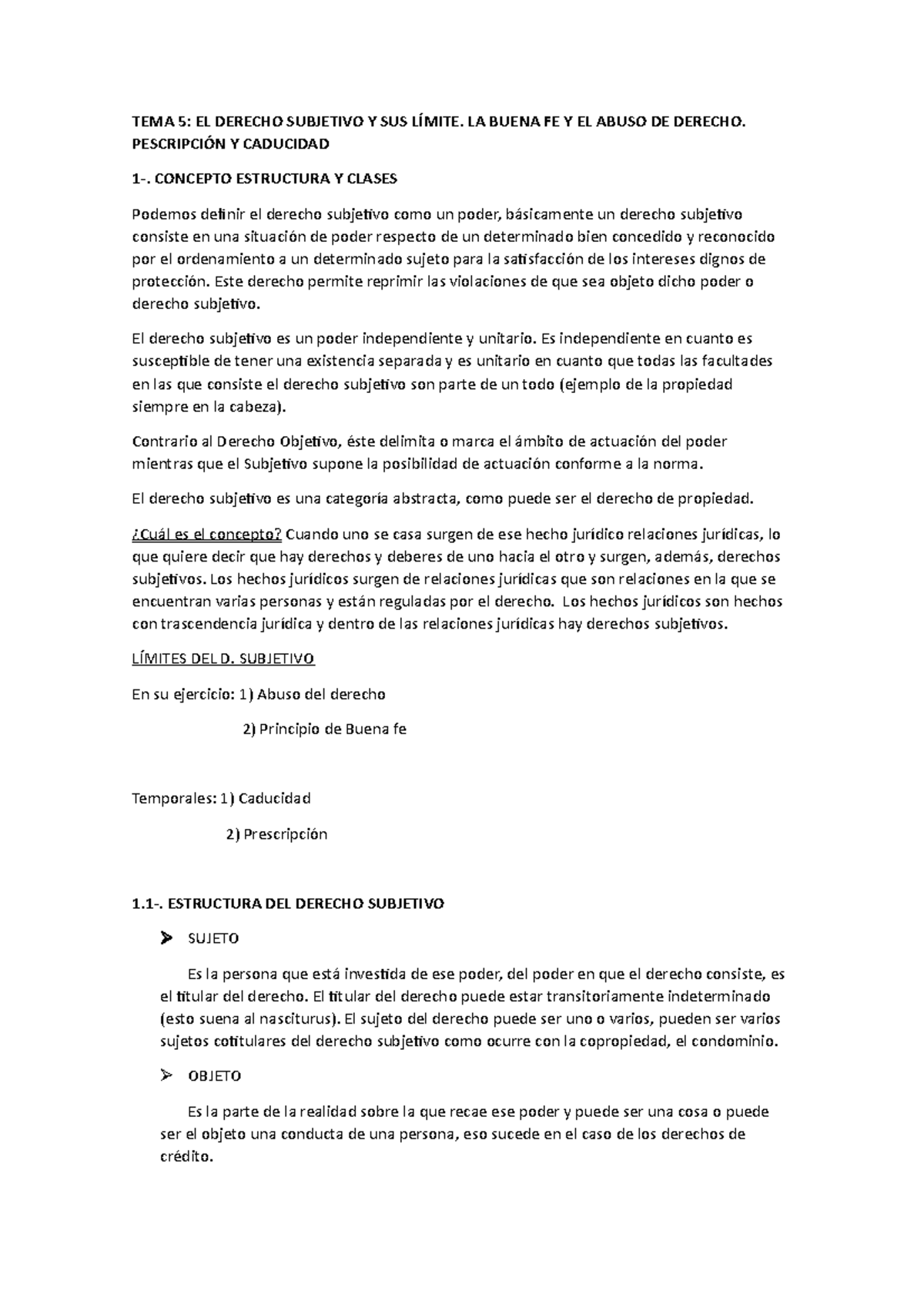 TEMA 5 - Completados Con El Manual - TEMA 5: EL DERECHO SUBJETIVO Y SUS ...