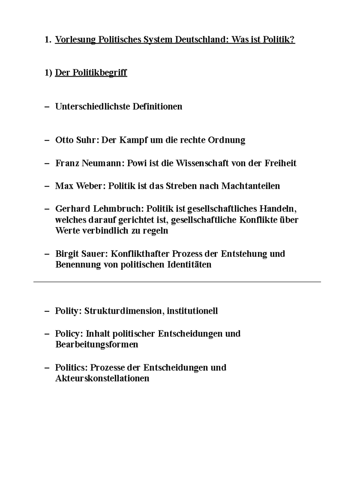 1. Vorlesung Politisches System BRD Was Ist Politik - Vorlesung ...