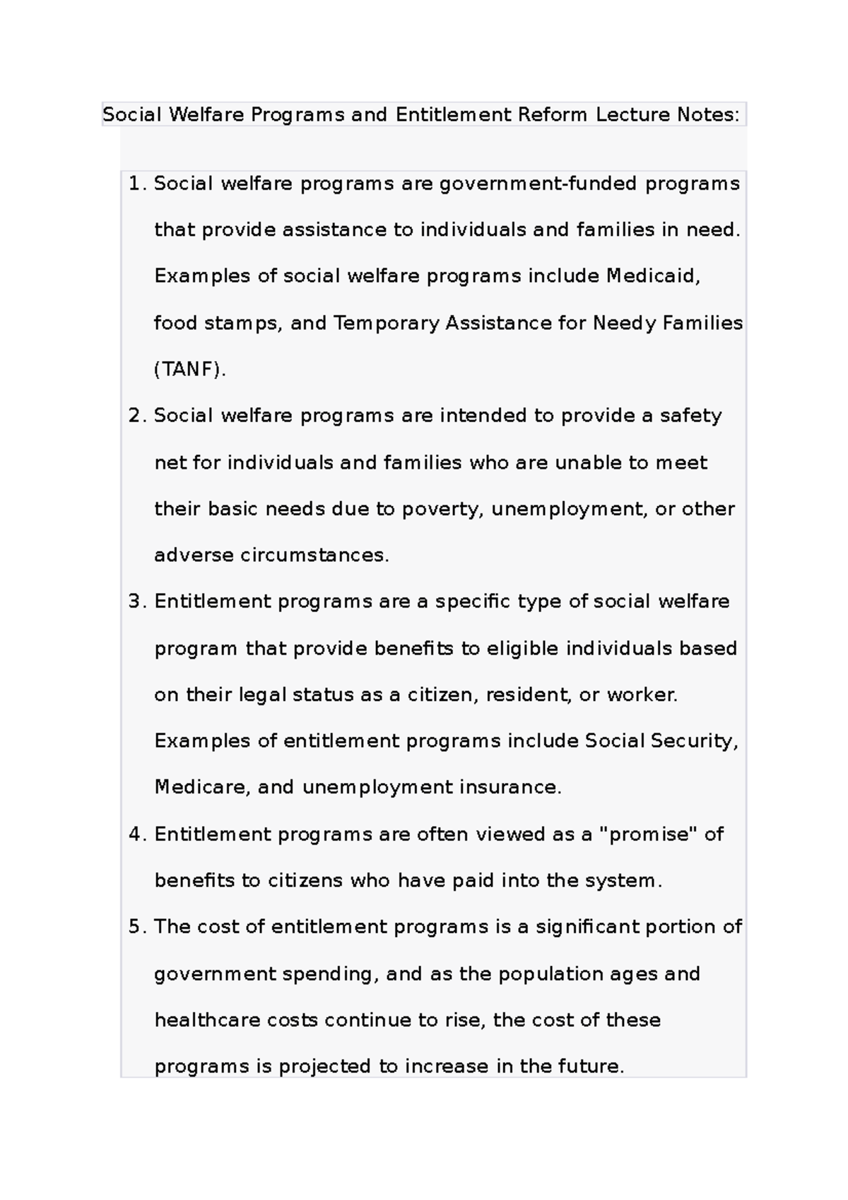 social-welfare-programs-and-entitlement-reform-lecture-notes-examples