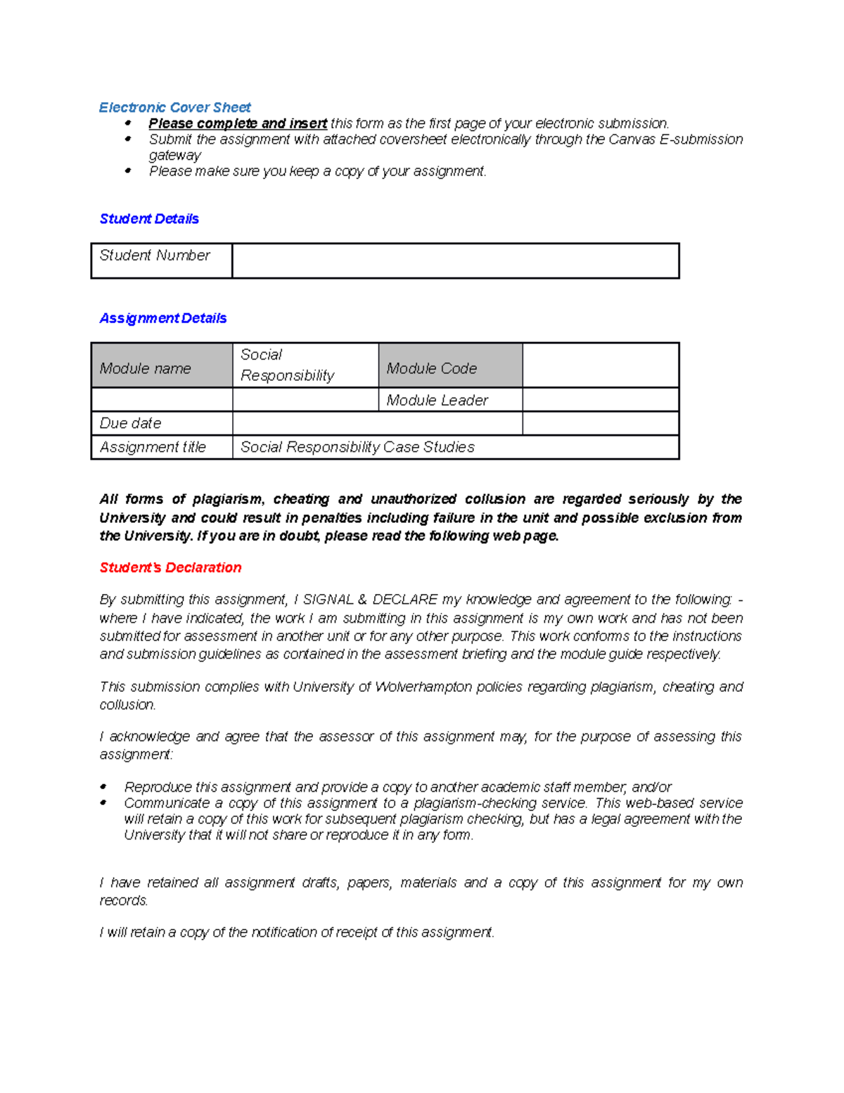 SR - Assignment on corporate Social Responsibility - Electronic Cover ...