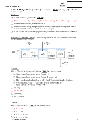 Problem Set 1 Solutions - CN2103 Material & Energy Balances Problem Set ...