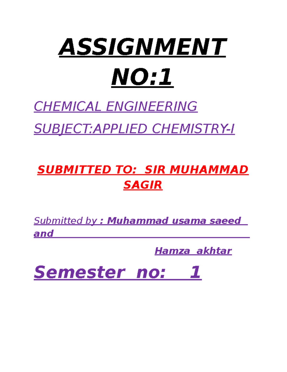 Spectrophotometry Applied Chemistry ASSIGNMENT NO1 CHEMICAL ENGINEERING SUBJECTAPPLIED