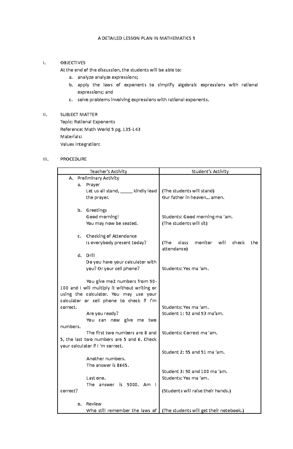 365011247 A Detailed Lesson PLAN IN Mathematics 9 docx - A DETAILED ...