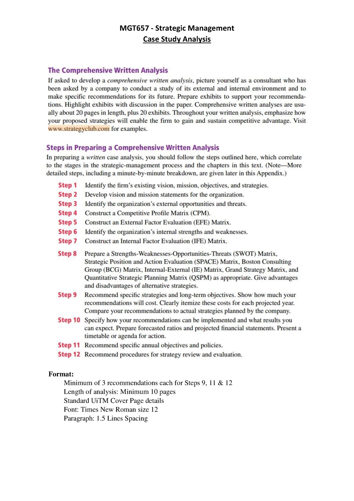 strategic management case study assignment