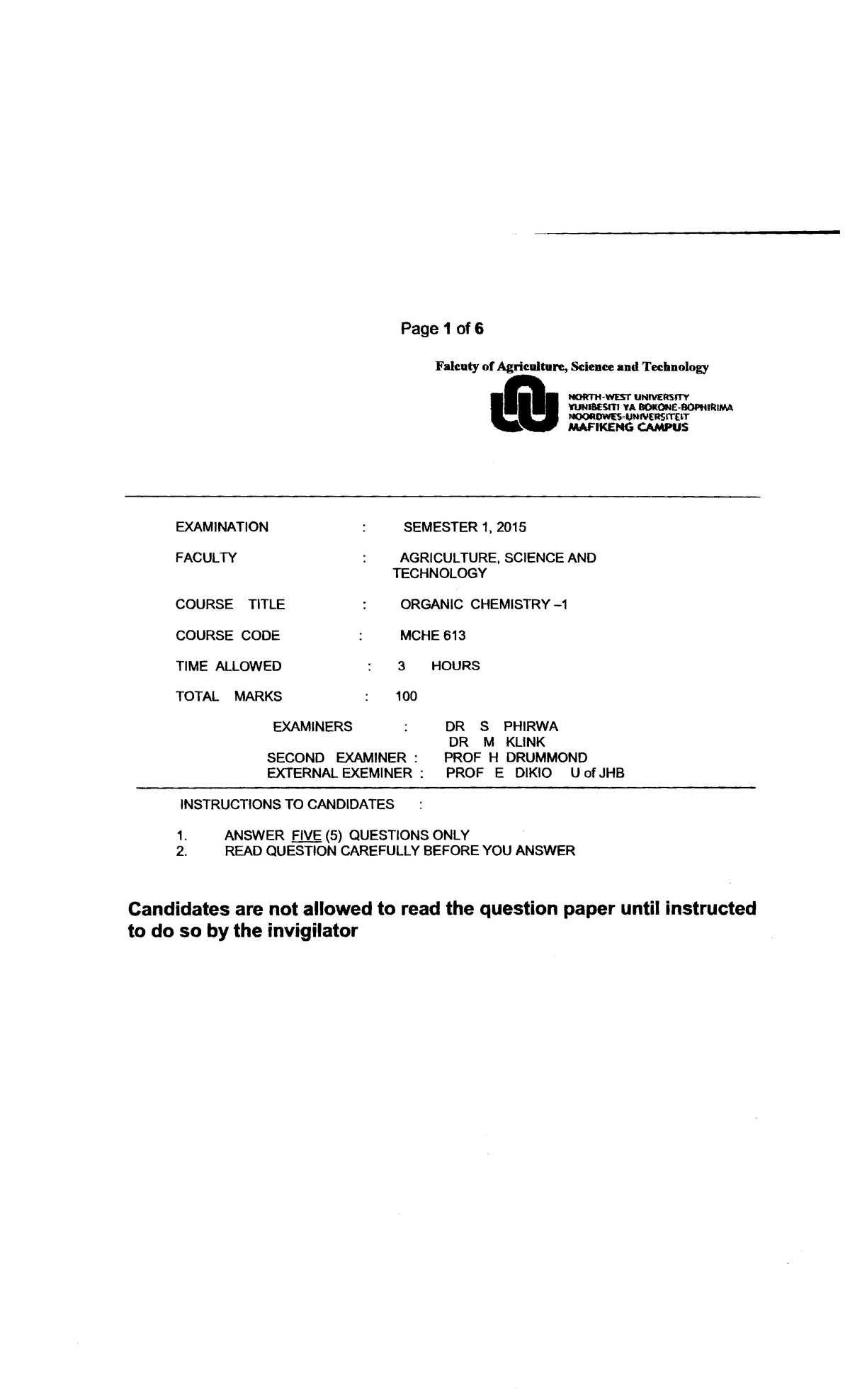 Exam June 2015, questions - Page 1 of 6 Falcuty YUNIBESfTJ YA CAMPUS ...
