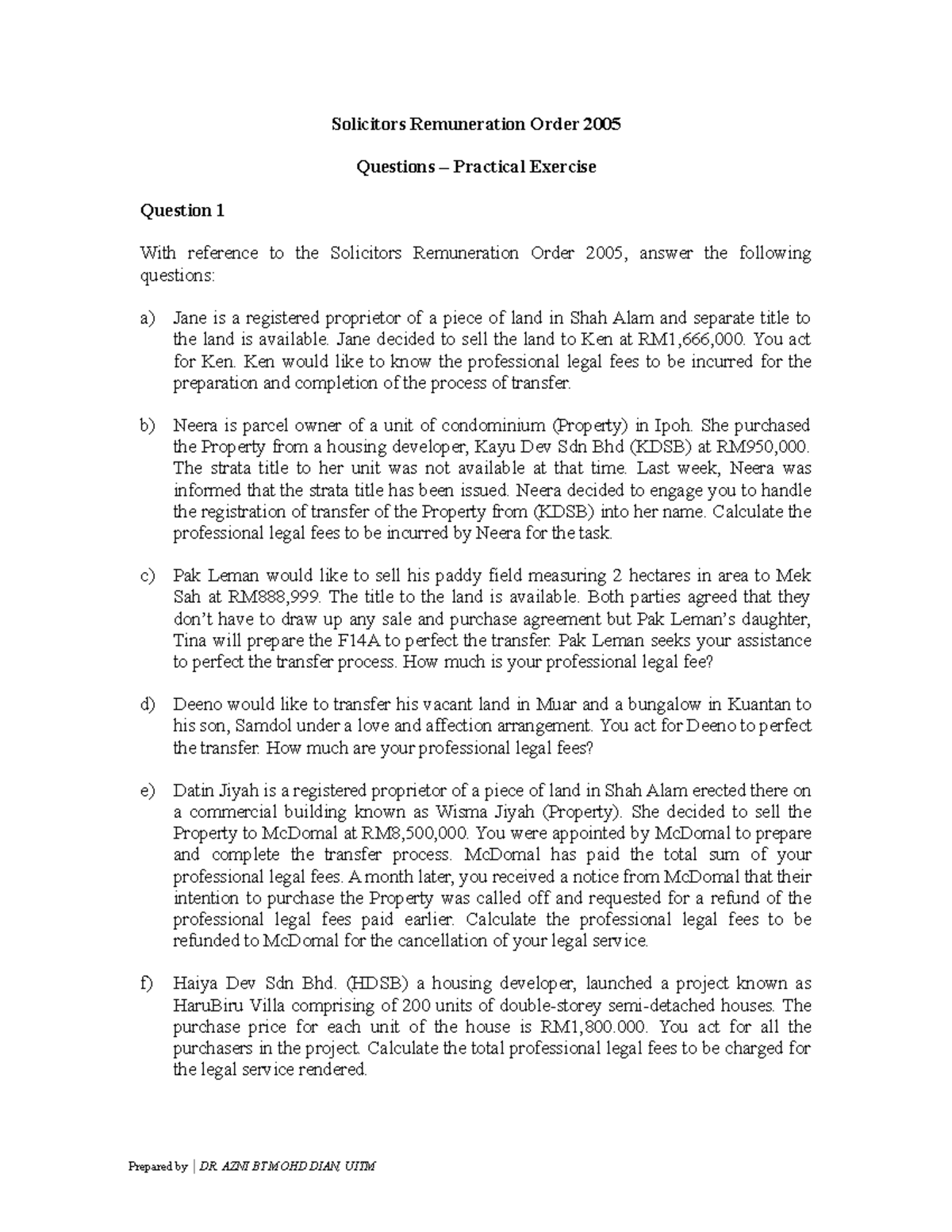 DEC 2022 Questions - Transfer, Charge AND Lease - Prepared by | DR ...