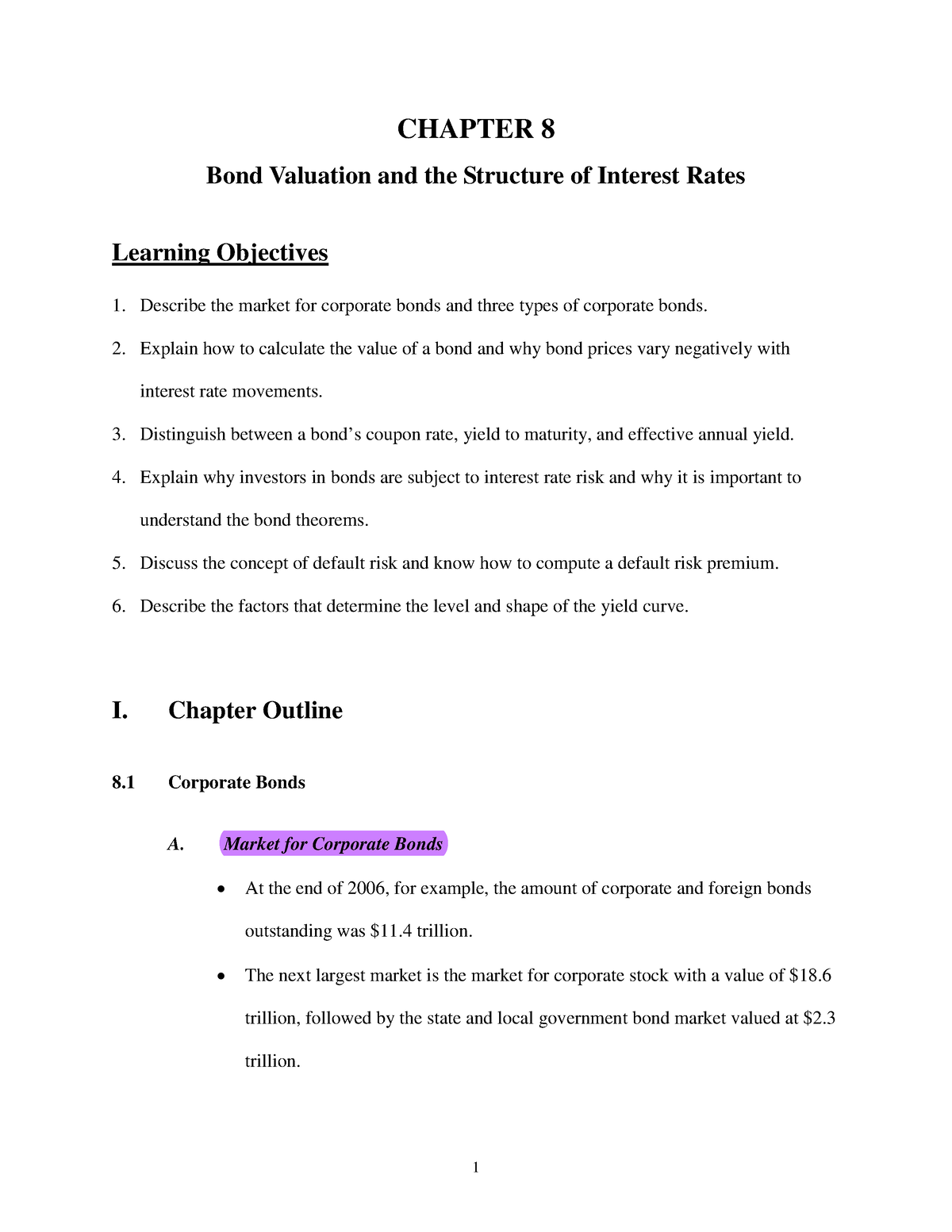 Ch08 - تعليمات - CHAPTER 8 Bond Valuation And The Structure Of Interest ...