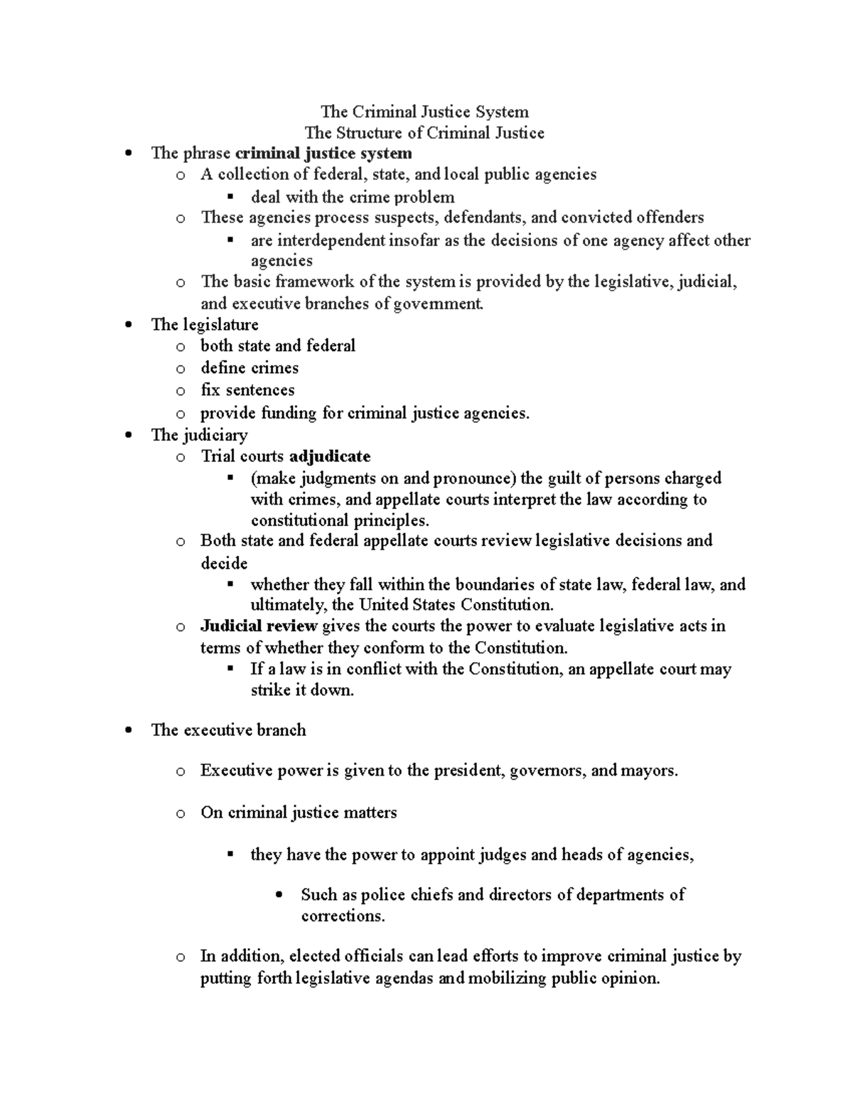 The Structure of Criminal Justice - The Criminal Justice System The ...