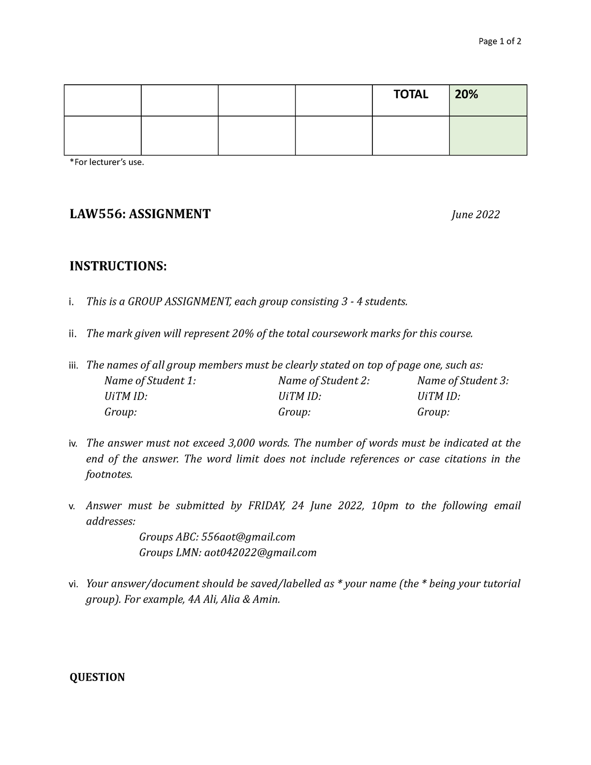 assignment to duties