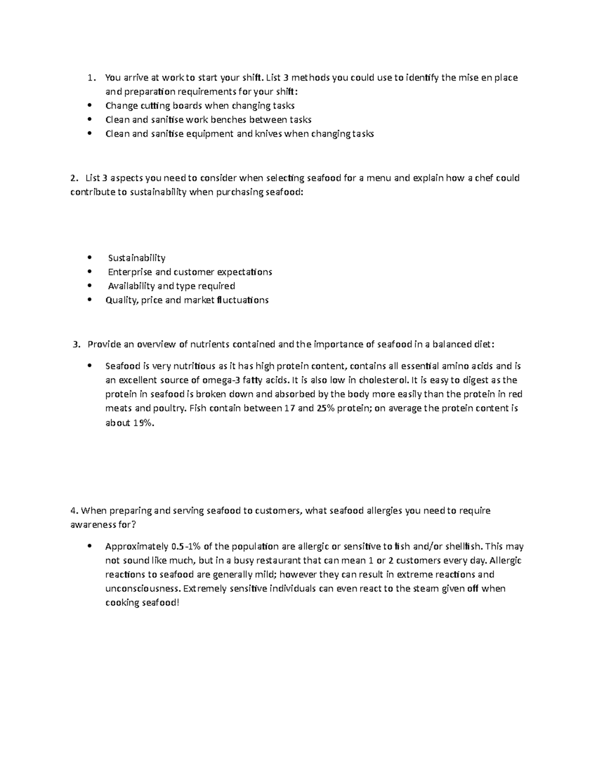 Document 2 - assaa - You arrive at work to start your shift. List 3 ...