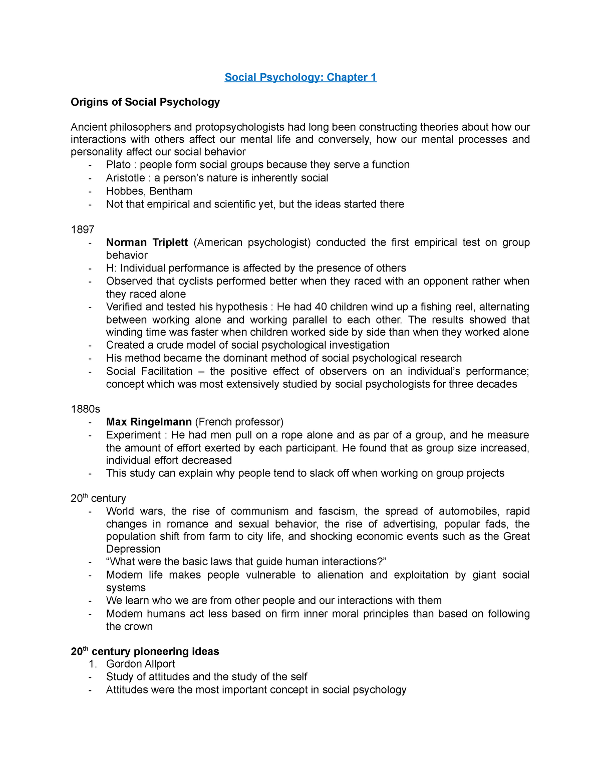 [notes] Chapter 1 - Introduction - Social Psychology: Chapter 1 Origins ...