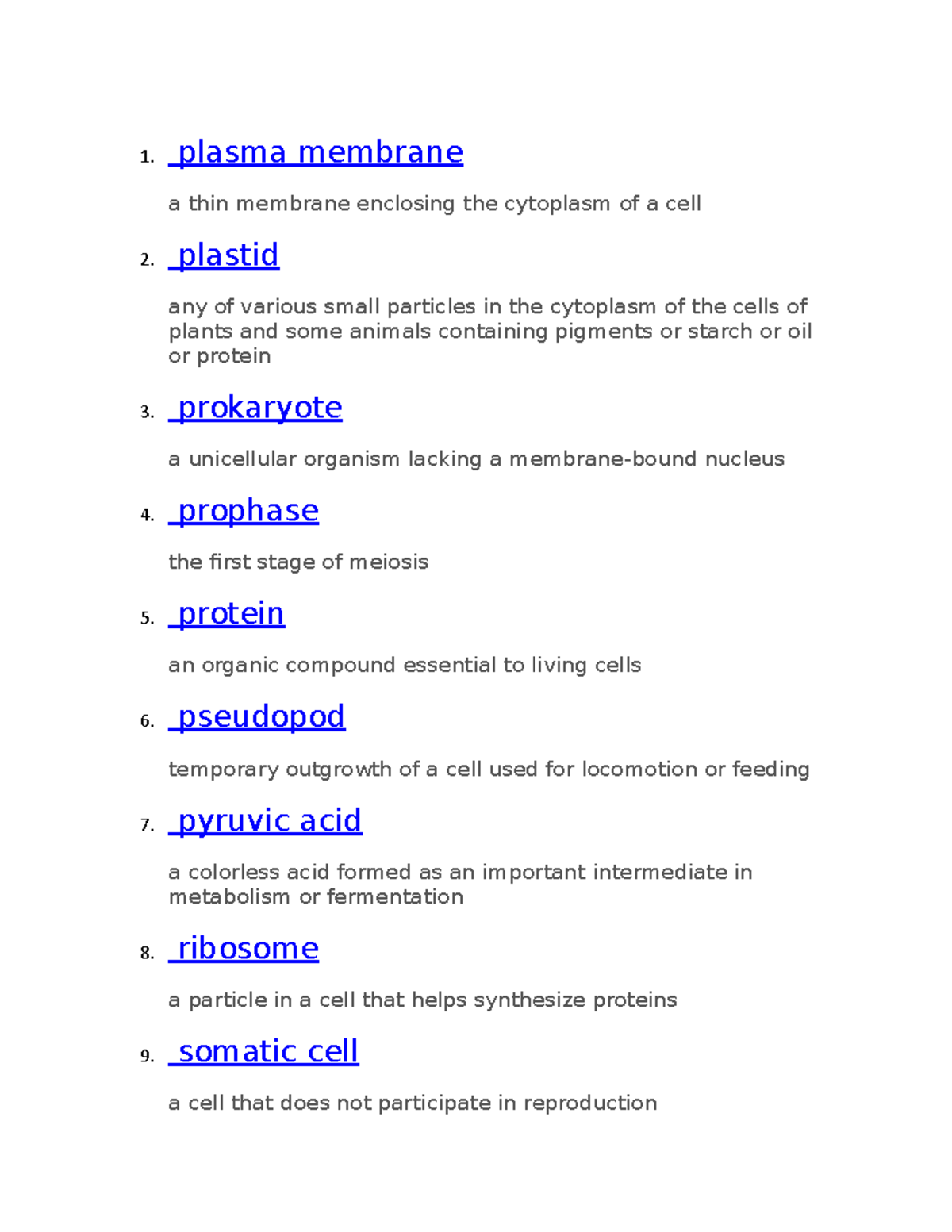 Science 11 - Chem notes - 1. plasma membrane a thin membrane enclosing ...