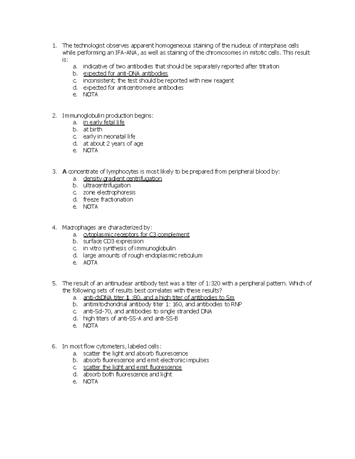 Multiple choice activity with answers in Cytogenetics subject - The ...