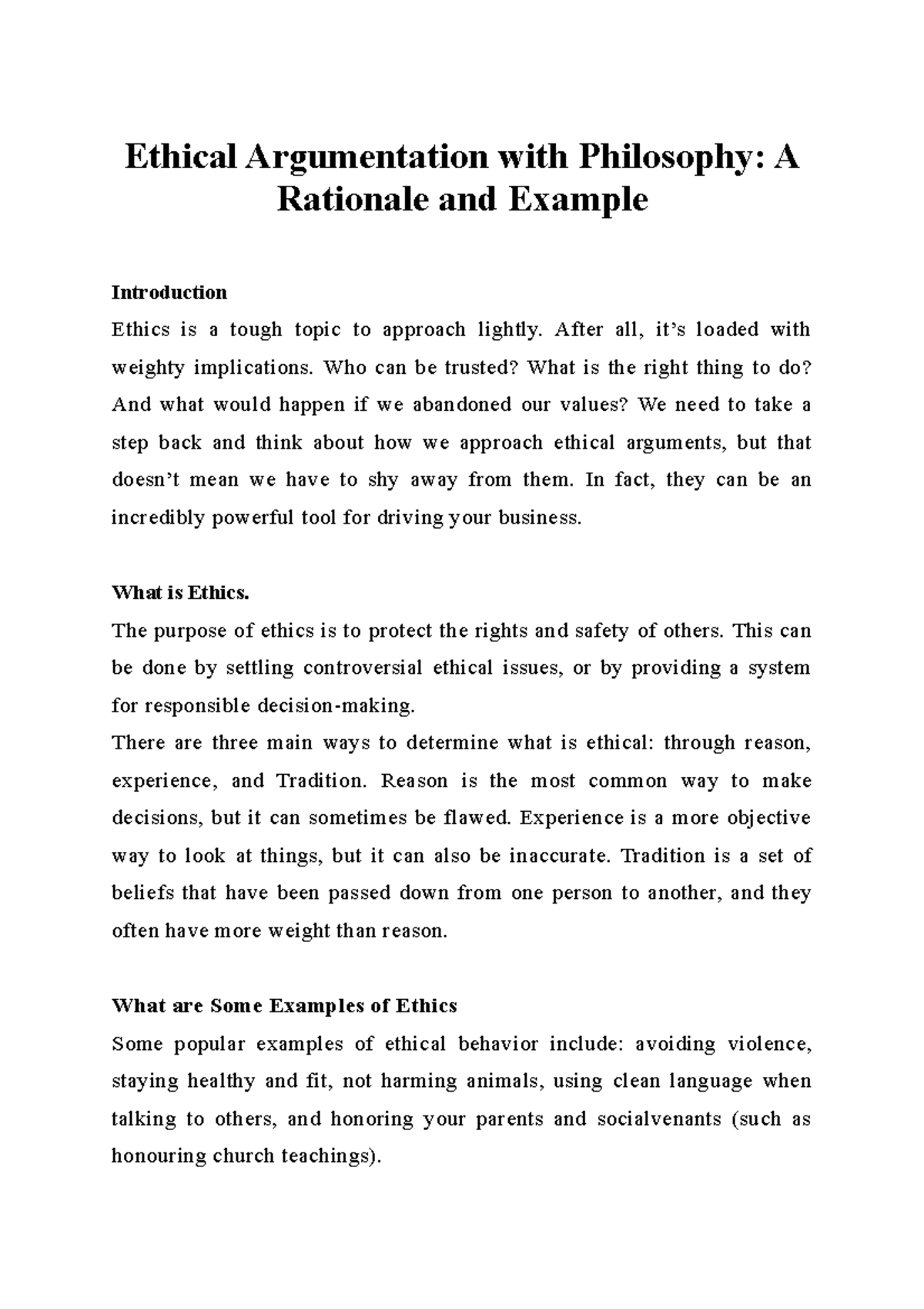 example of ethical argument essay